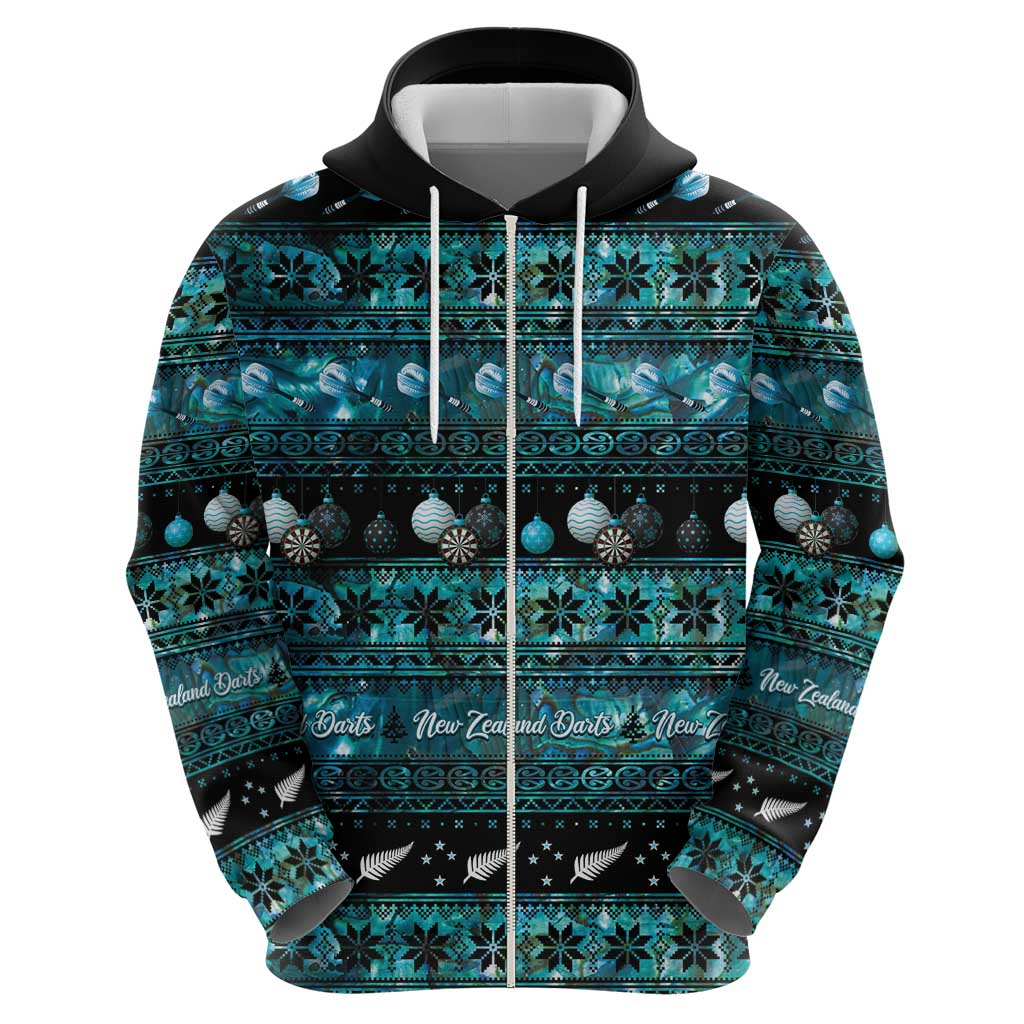 New Zealand Darts Christmas Hoodie Merry Xmas Aotearoa Maori Paua Shell - Polynesian Pride