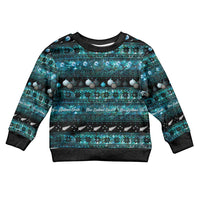 New Zealand Darts Christmas Kid Ugly Christmas Sweater Merry Xmas Aotearoa Maori Paua Shell LT14 Kid Cyan - Polynesian Pride