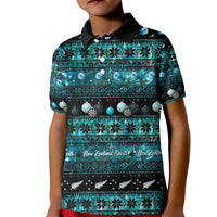 New Zealand Darts Christmas Kid Polo Shirt Merry Xmas Aotearoa Maori Paua Shell - Polynesian Pride