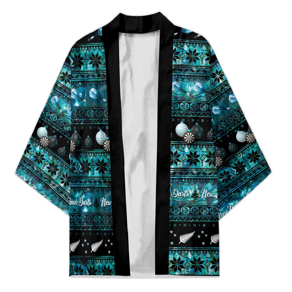 New Zealand Darts Christmas Kimono Merry Xmas Aotearoa Maori Paua Shell - Polynesian Pride
