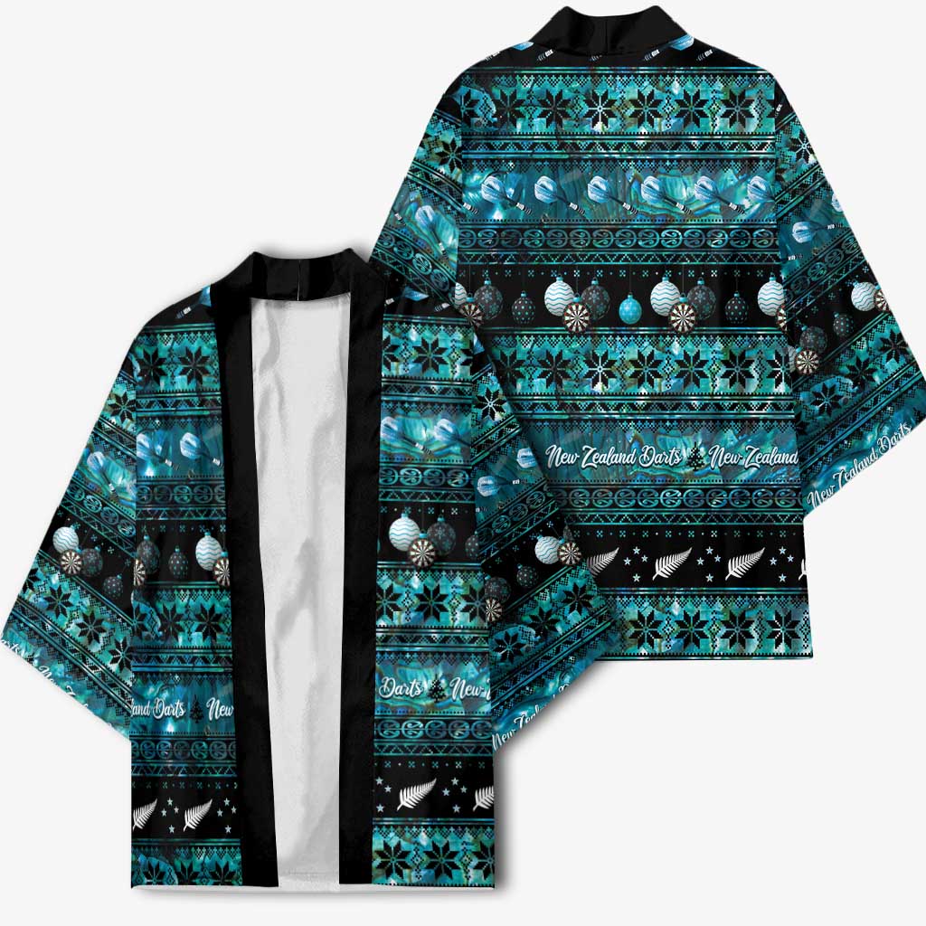 New Zealand Darts Christmas Kimono Merry Xmas Aotearoa Maori Paua Shell - Polynesian Pride