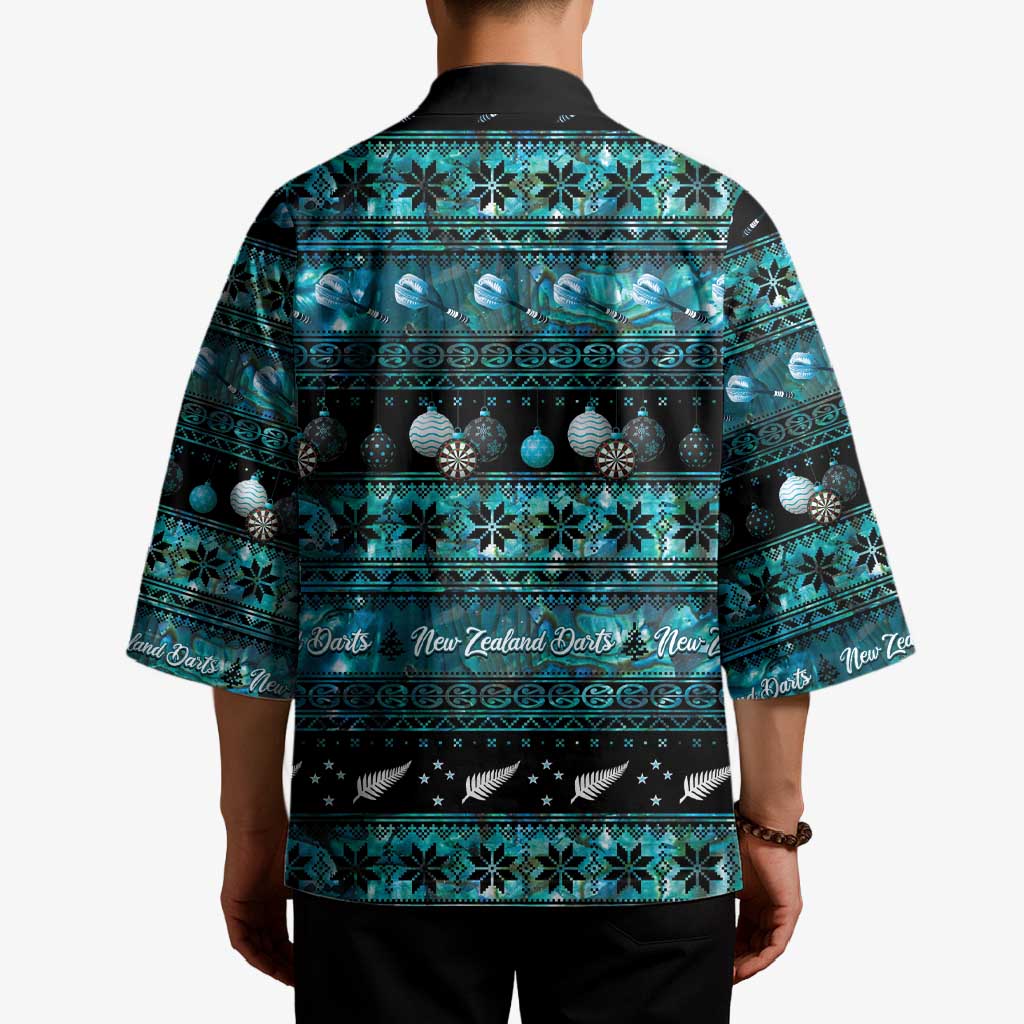 New Zealand Darts Christmas Kimono Merry Xmas Aotearoa Maori Paua Shell - Polynesian Pride