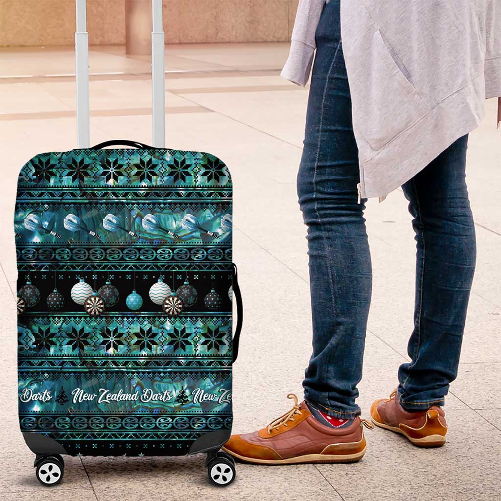 New Zealand Darts Christmas Luggage Cover Merry Xmas Aotearoa Maori Paua Shell - Polynesian Pride
