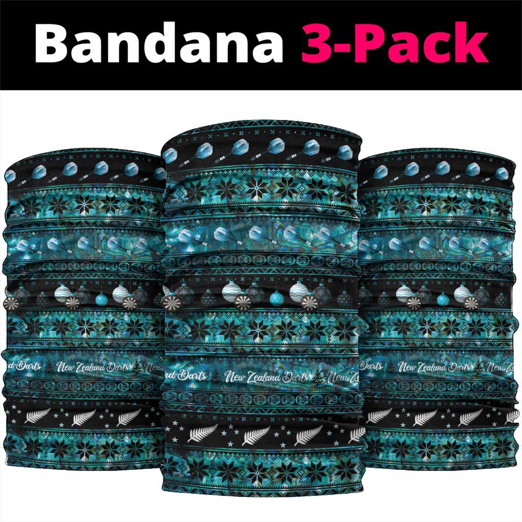 New Zealand Darts Christmas Neck Gaiter Merry Xmas Aotearoa Maori Paua Shell LT14 package One Size: 25*50cm Cyan - Polynesian Pride