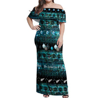 New Zealand Darts Christmas Off Shoulder Maxi Dress Merry Xmas Aotearoa Maori Paua Shell - Polynesian Pride
