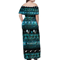 New Zealand Darts Christmas Off Shoulder Maxi Dress Merry Xmas Aotearoa Maori Paua Shell - Polynesian Pride