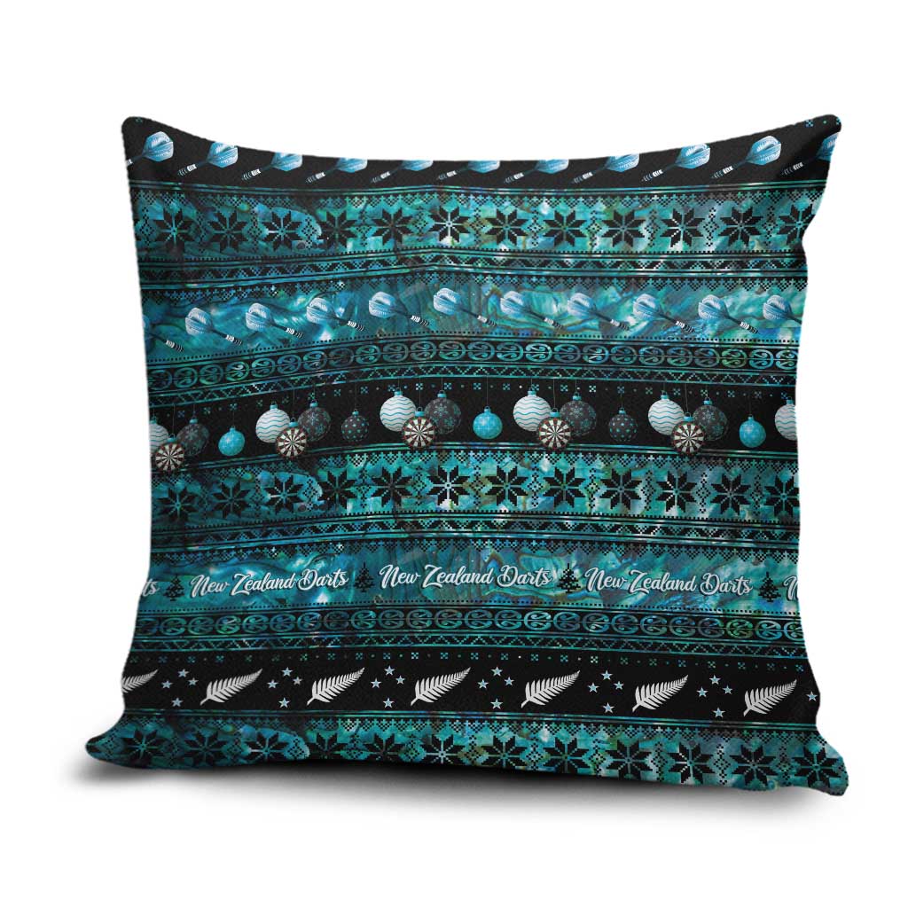 New Zealand Darts Christmas Pillow Cover Merry Xmas Aotearoa Maori Paua Shell LT14 Cyan - Polynesian Pride