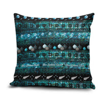 New Zealand Darts Christmas Pillow Cover Merry Xmas Aotearoa Maori Paua Shell LT14 Cyan - Polynesian Pride