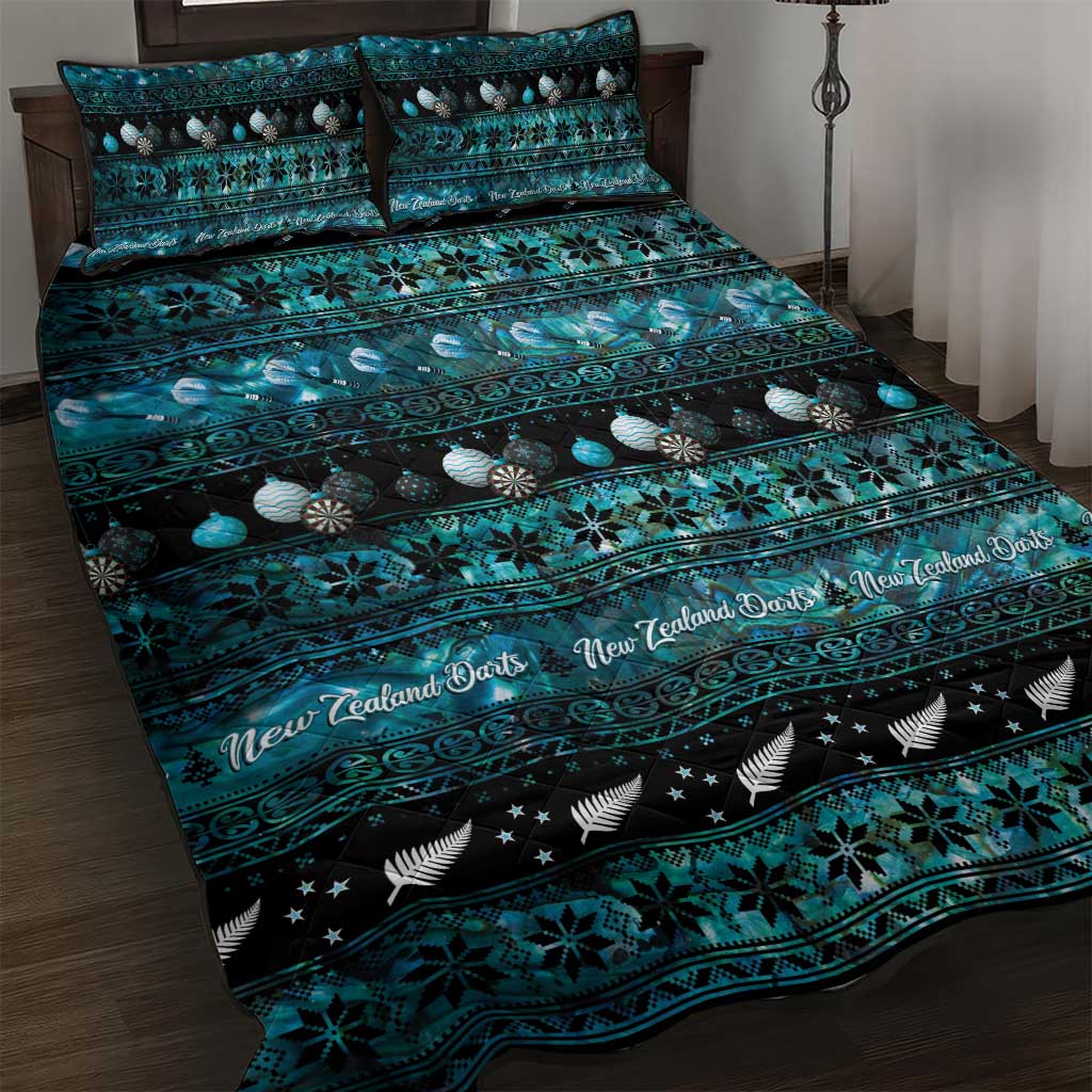 New Zealand Darts Christmas Quilt Bed Set Merry Xmas Aotearoa Maori Paua Shell - Polynesian Pride