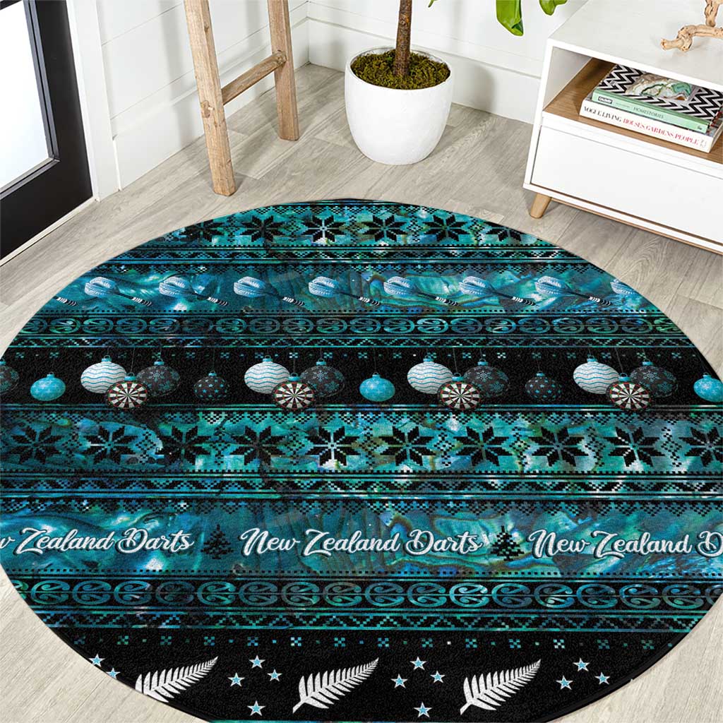 New Zealand Darts Christmas Round Carpet Merry Xmas Aotearoa Maori Paua Shell - Polynesian Pride