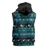 New Zealand Darts Christmas Sleeveless Zip Hoodie Merry Xmas Aotearoa Maori Paua Shell LT14 - Polynesian Pride