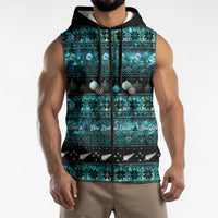New Zealand Darts Christmas Sleeveless Zip Hoodie Merry Xmas Aotearoa Maori Paua Shell LT14 - Polynesian Pride