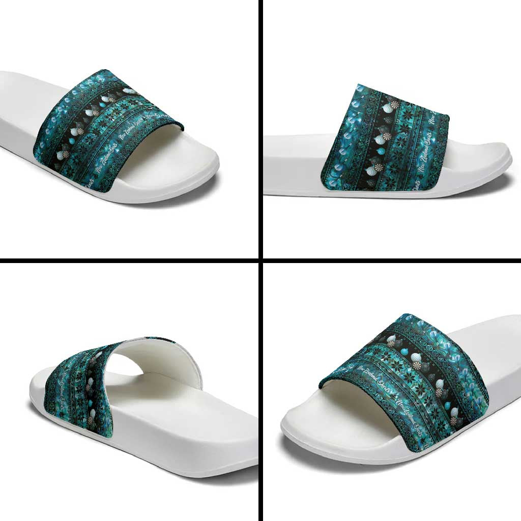 New Zealand Darts Christmas Slide Sandals Merry Xmas Aotearoa Maori Paua Shell LT14 - Polynesian Pride