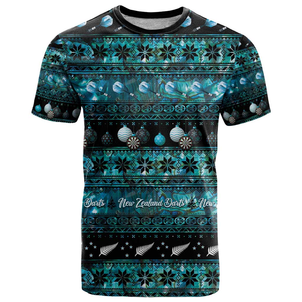 New Zealand Darts Christmas T Shirt Merry Xmas Aotearoa Maori Paua Shell - Polynesian Pride