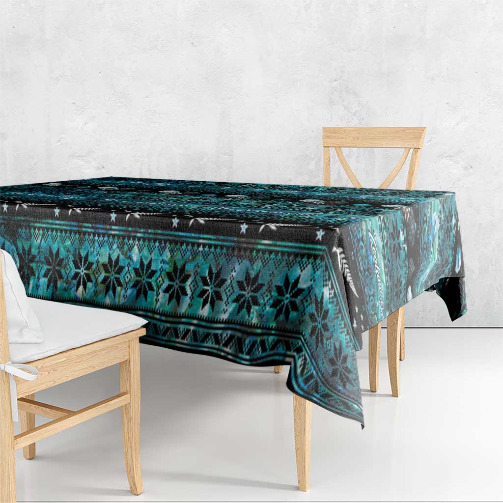 New Zealand Darts Christmas Tablecloth Merry Xmas Aotearoa Maori Paua Shell - Polynesian Pride
