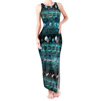 New Zealand Darts Christmas Tank Maxi Dress Merry Xmas Aotearoa Maori Paua Shell LT14 Women Cyan - Polynesian Pride