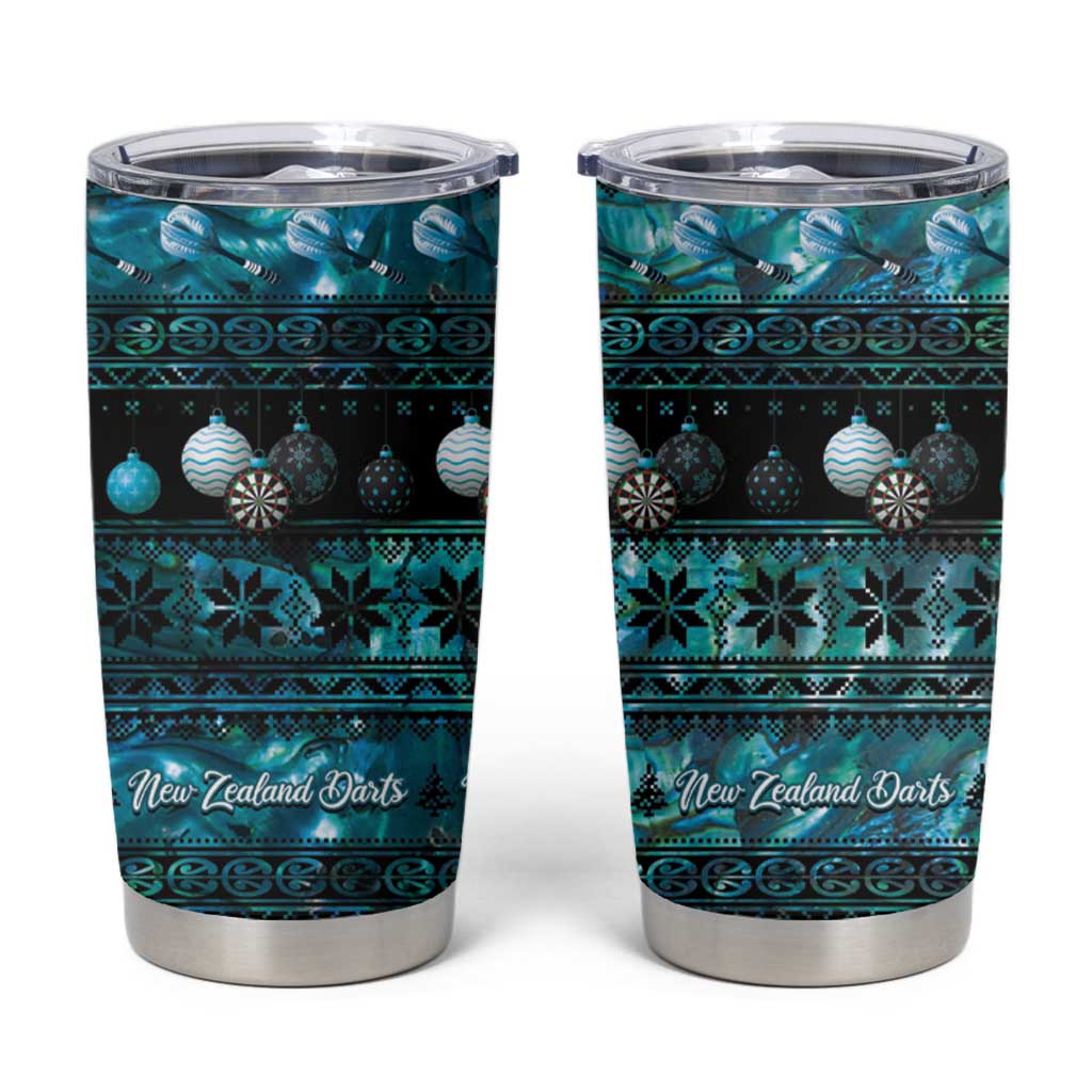 New Zealand Darts Christmas Tumbler Cup Merry Xmas Aotearoa Maori Paua Shell - Polynesian Pride
