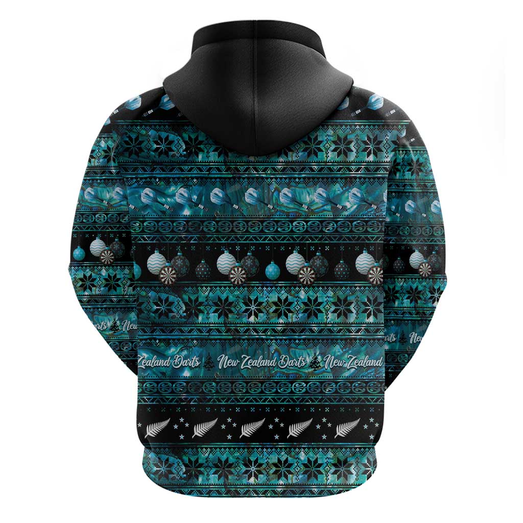 New Zealand Darts Christmas Zip Hoodie Merry Xmas Aotearoa Maori Paua Shell LT14 - Polynesian Pride