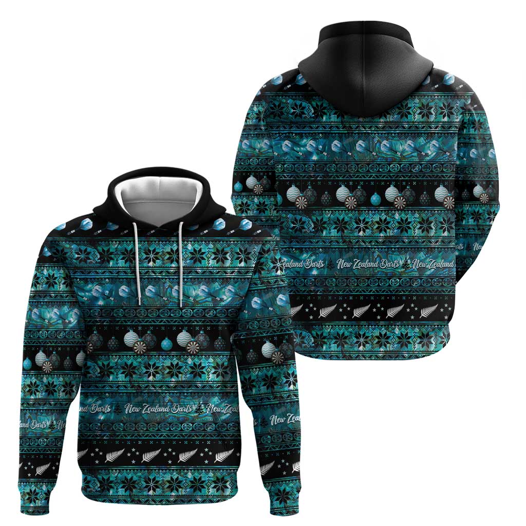 New Zealand Darts Christmas Zip Hoodie Merry Xmas Aotearoa Maori Paua Shell LT14 - Polynesian Pride