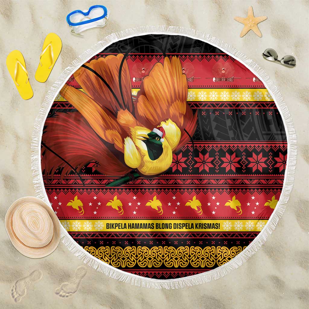 Papua New Guinea Christmas Beach Blanket Bikpela hamamas blong dispela Krismas LT14 One Size 150cm Red - Polynesian Pride