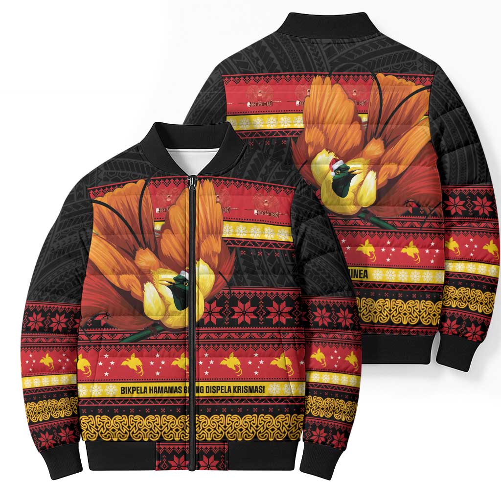 Papua New Guinea Christmas Bomber Puffer Jacket Bikpela hamamas blong dispela Krismas LT14 - Polynesian Pride