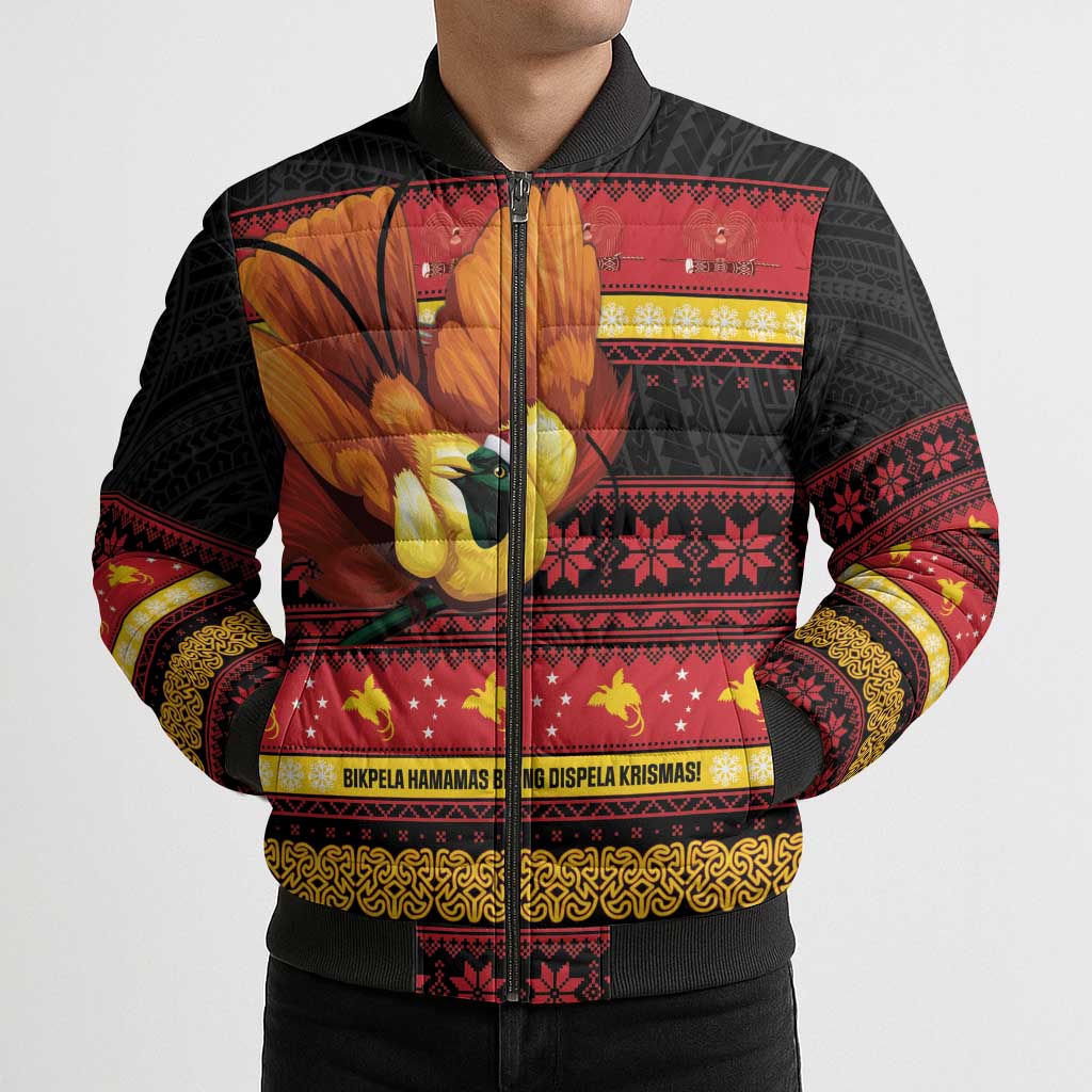 Papua New Guinea Christmas Bomber Puffer Jacket Bikpela hamamas blong dispela Krismas LT14 - Polynesian Pride