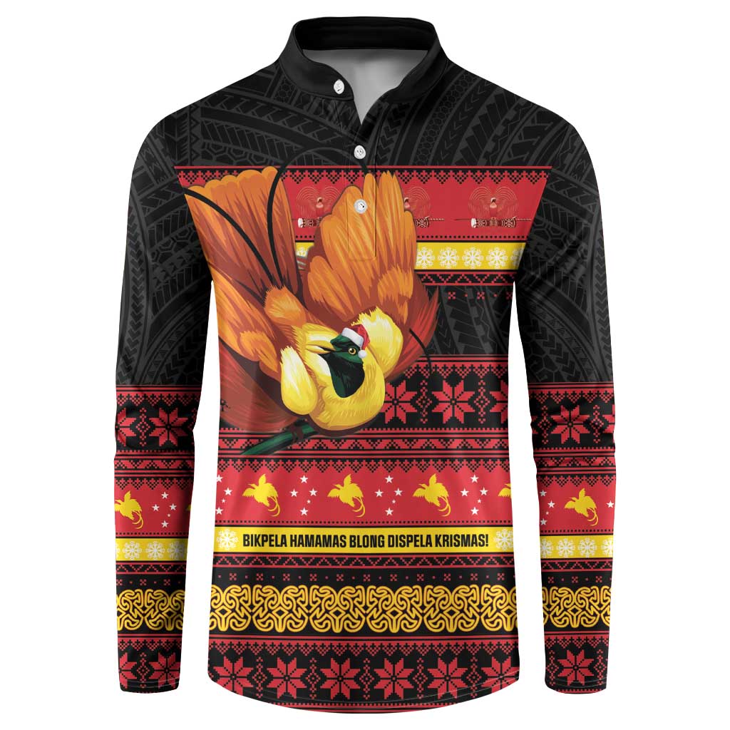 Papua New Guinea Christmas Button Sweatshirt Bikpela hamamas blong dispela Krismas - Polynesian Pride