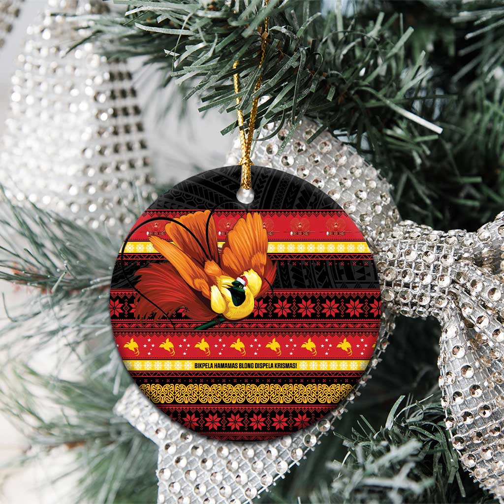 Papua New Guinea Christmas Ceramic Ornament Bikpela hamamas blong dispela Krismas LT14 - Polynesian Pride