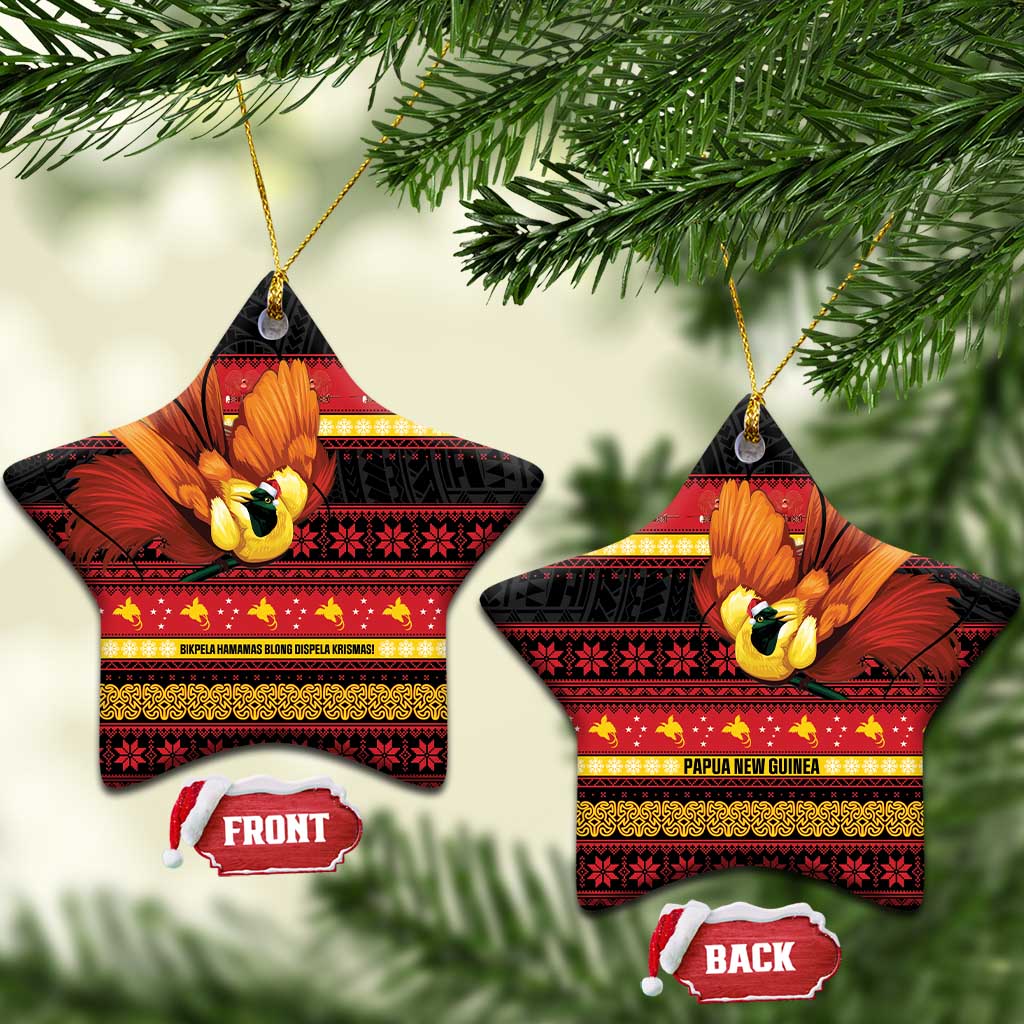 Papua New Guinea Christmas Ceramic Ornament Bikpela hamamas blong dispela Krismas LT14 Star Red - Polynesian Pride