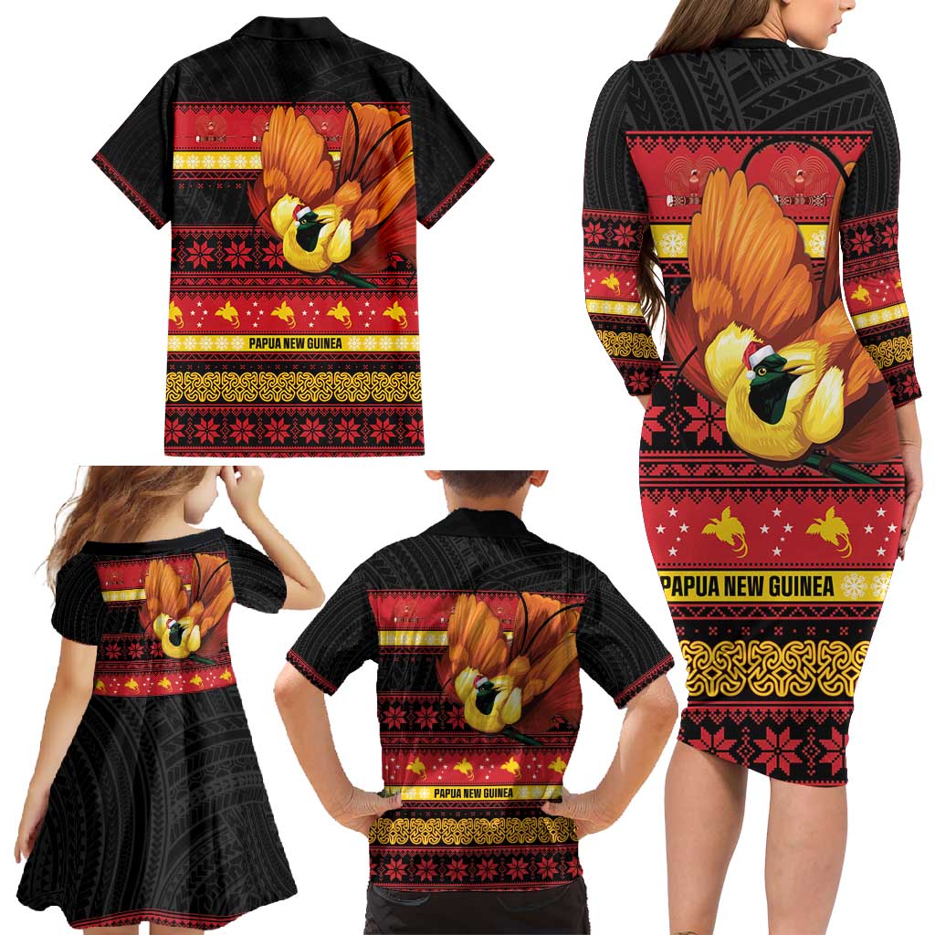 Papua New Guinea Christmas Family Matching Long Sleeve Bodycon Dress and Hawaiian Shirt Bikpela hamamas blong dispela Krismas - Polynesian Pride