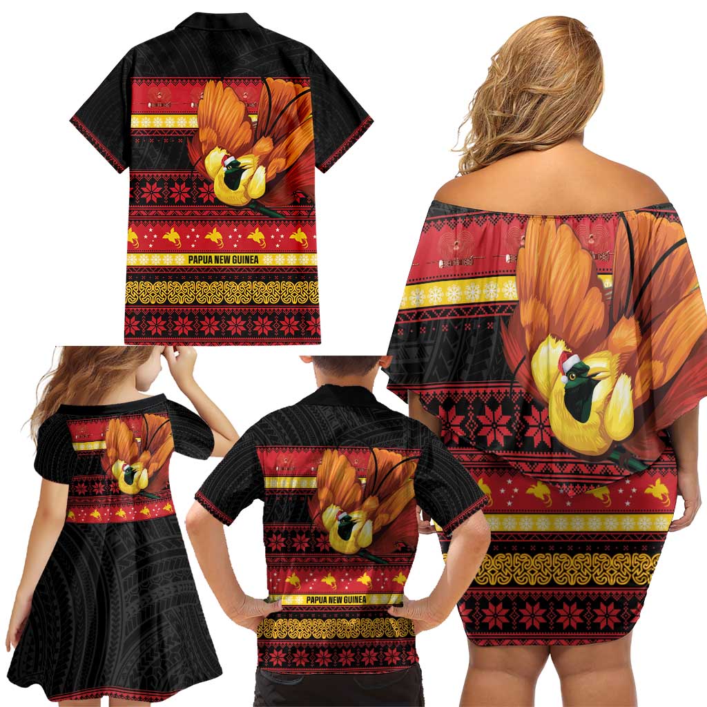 Papua New Guinea Christmas Family Matching Off Shoulder Short Dress and Hawaiian Shirt Bikpela hamamas blong dispela Krismas - Polynesian Pride