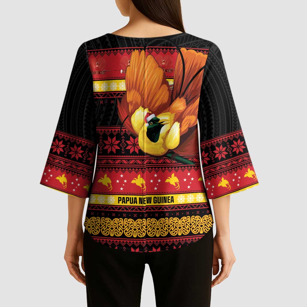 Papua New Guinea Christmas Kimono Sleeve Blouse Bikpela hamamas blong dispela Krismas LT14 - Polynesian Pride