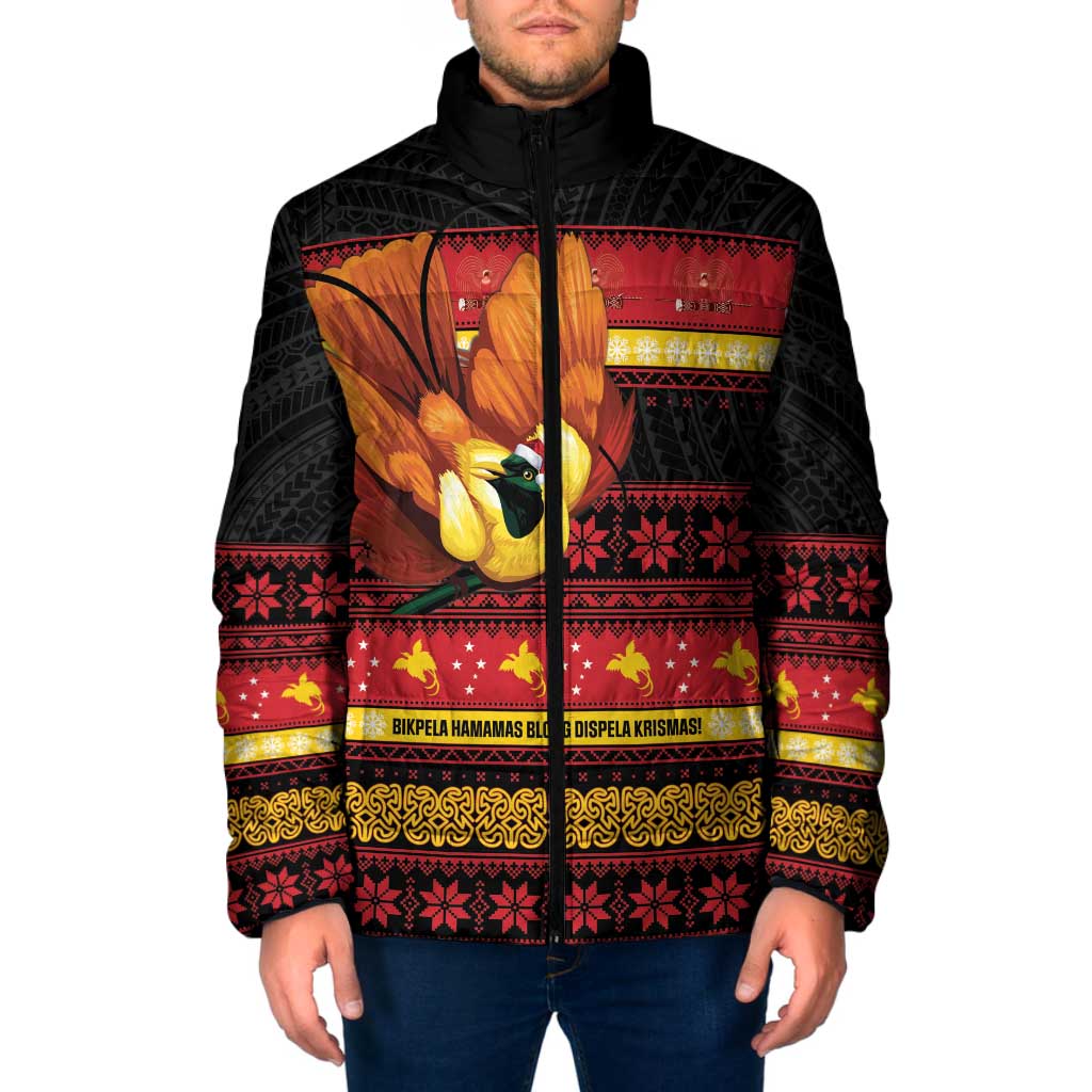 Papua New Guinea Christmas Padded Jacket Bikpela hamamas blong dispela Krismas LT14 Men Red - Polynesian Pride