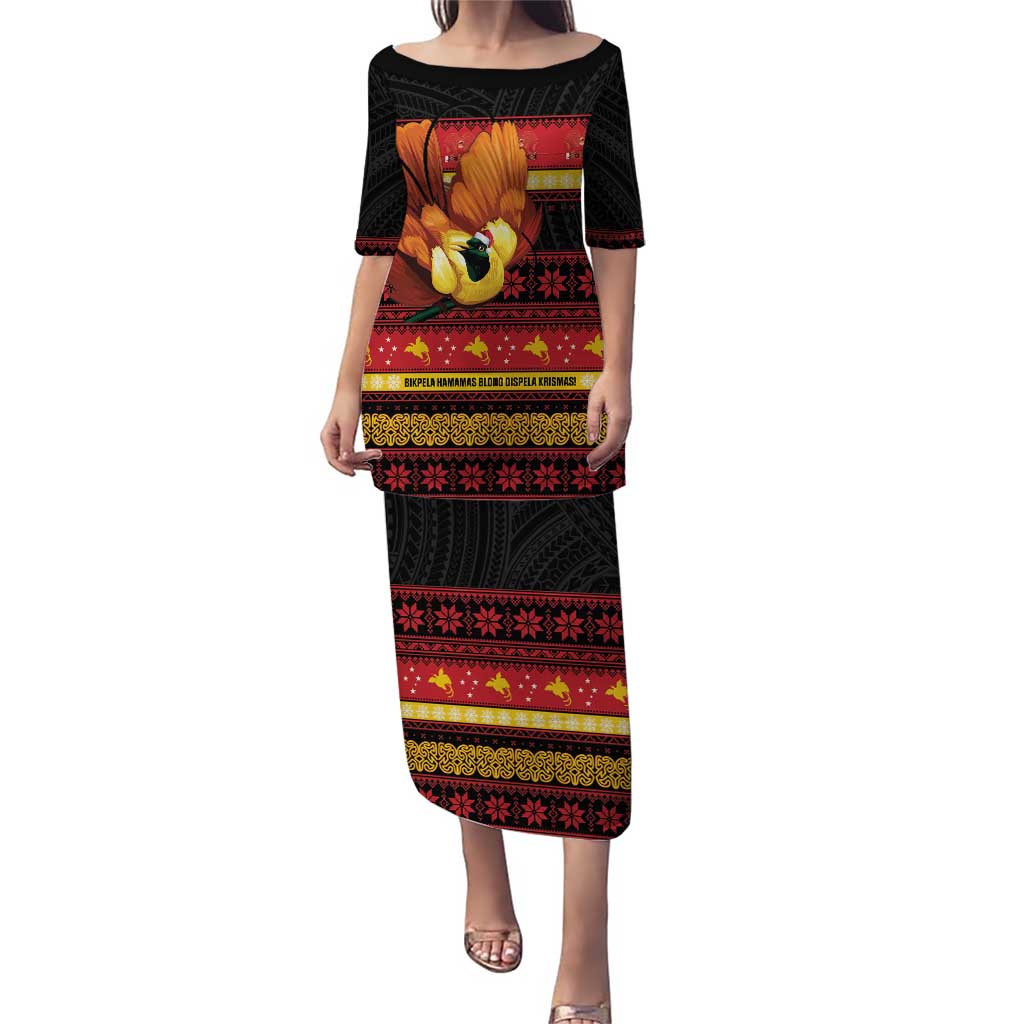 Papua New Guinea Christmas Puletasi Bikpela hamamas blong dispela Krismas LT14 Long Dress Red - Polynesian Pride