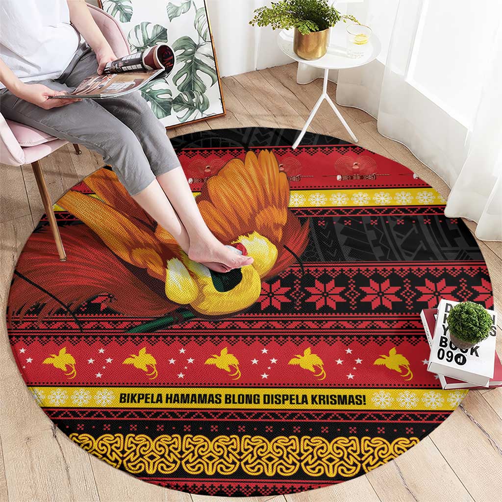Papua New Guinea Christmas Round Carpet Bikpela hamamas blong dispela Krismas LT14 - Polynesian Pride