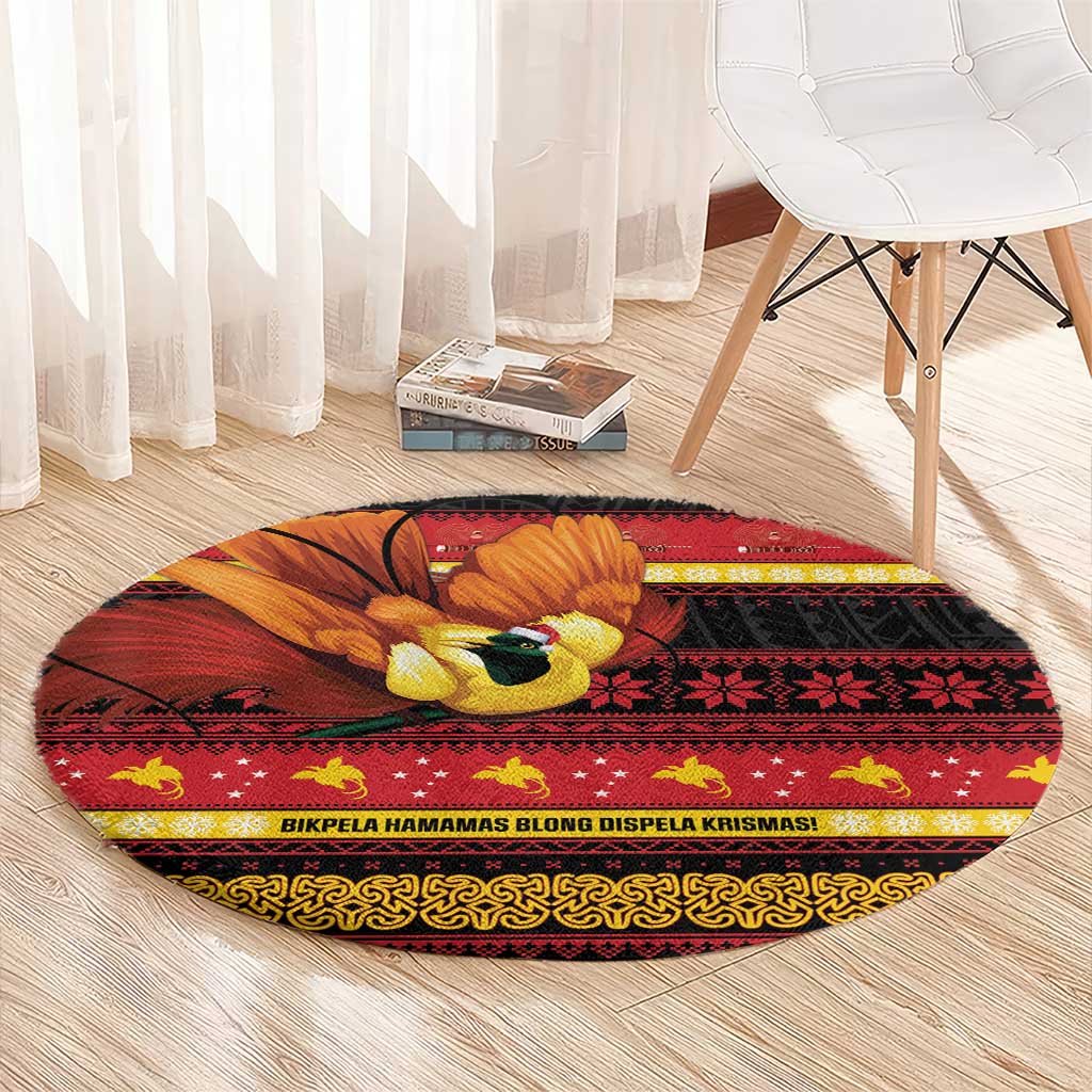 Papua New Guinea Christmas Round Carpet Bikpela hamamas blong dispela Krismas LT14 - Polynesian Pride