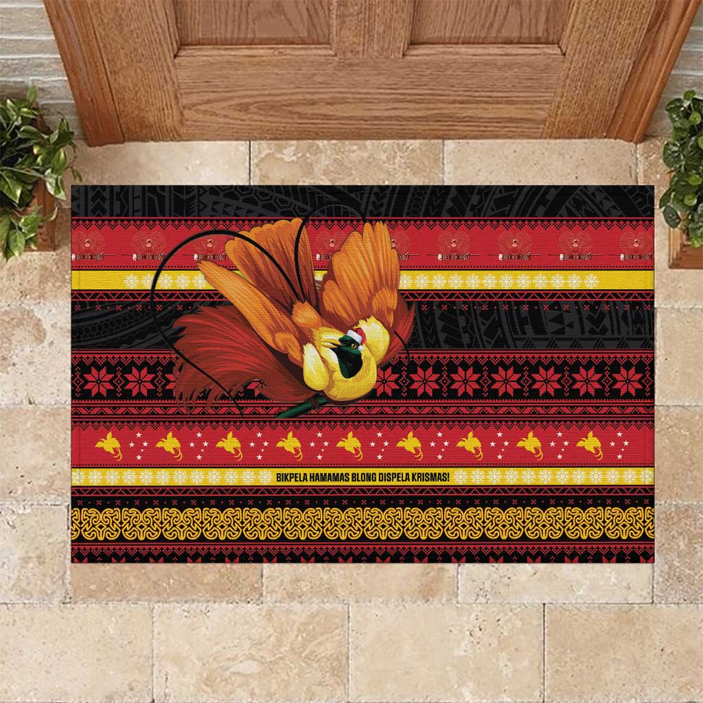 Papua New Guinea Christmas Rubber Doormat Bikpela hamamas blong dispela Krismas - Polynesian Pride