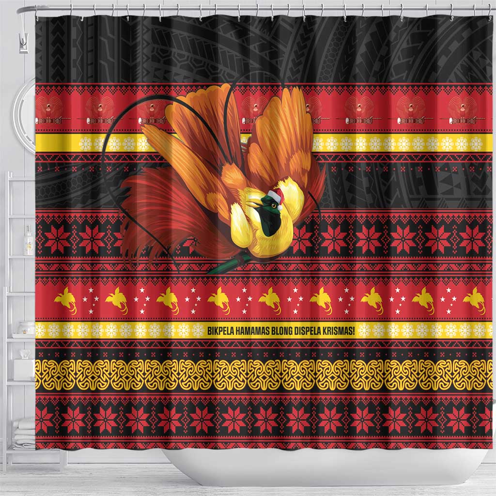 Papua New Guinea Christmas Shower Curtain Bikpela hamamas blong dispela Krismas LT14 - Polynesian Pride