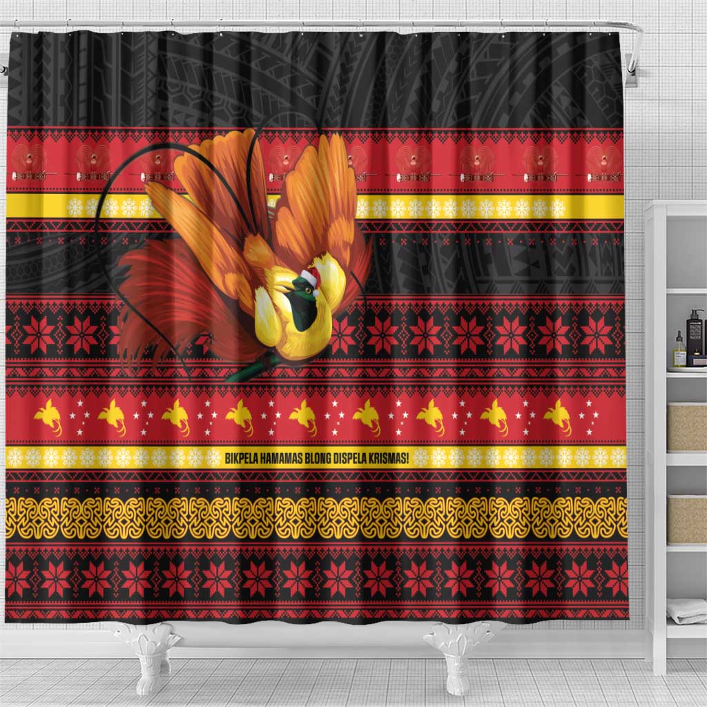 Papua New Guinea Christmas Shower Curtain Bikpela hamamas blong dispela Krismas LT14 - Polynesian Pride