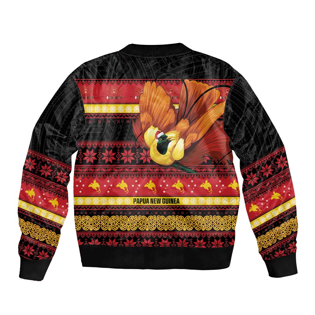 Papua New Guinea Christmas Sleeve Zip Bomber Jacket Bikpela hamamas blong dispela Krismas LT14 - Polynesian Pride