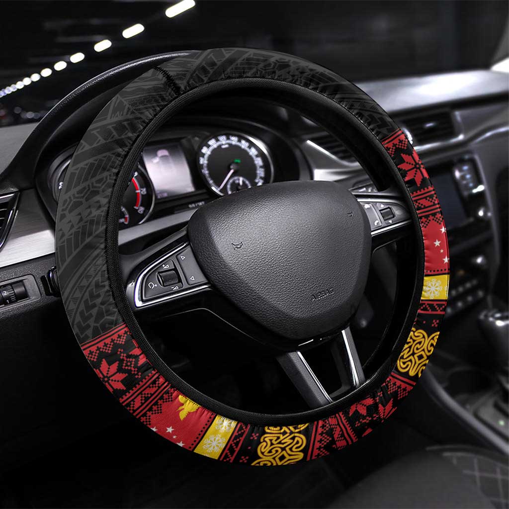 Papua New Guinea Christmas Steering Wheel Cover Bikpela hamamas blong dispela Krismas - Polynesian Pride
