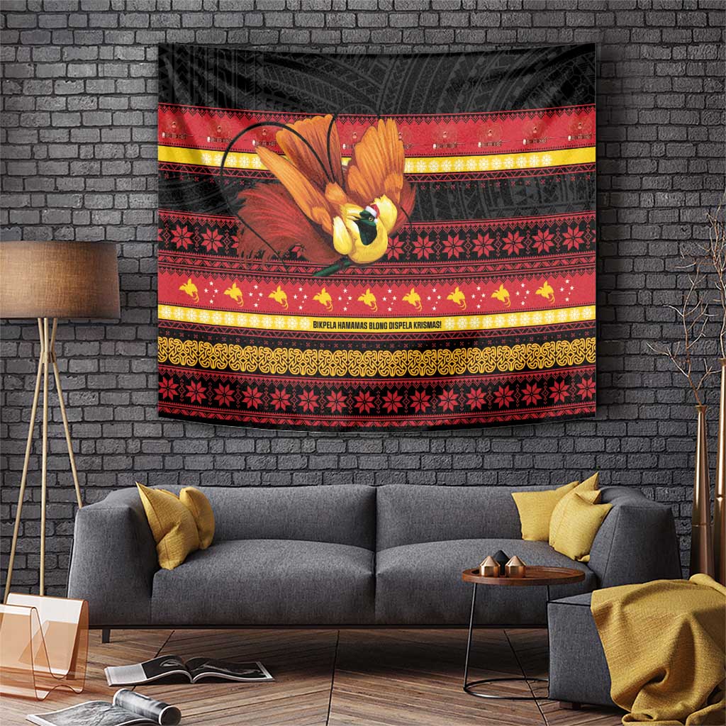 Papua New Guinea Christmas Tapestry Bikpela hamamas blong dispela Krismas LT14 Red - Polynesian Pride