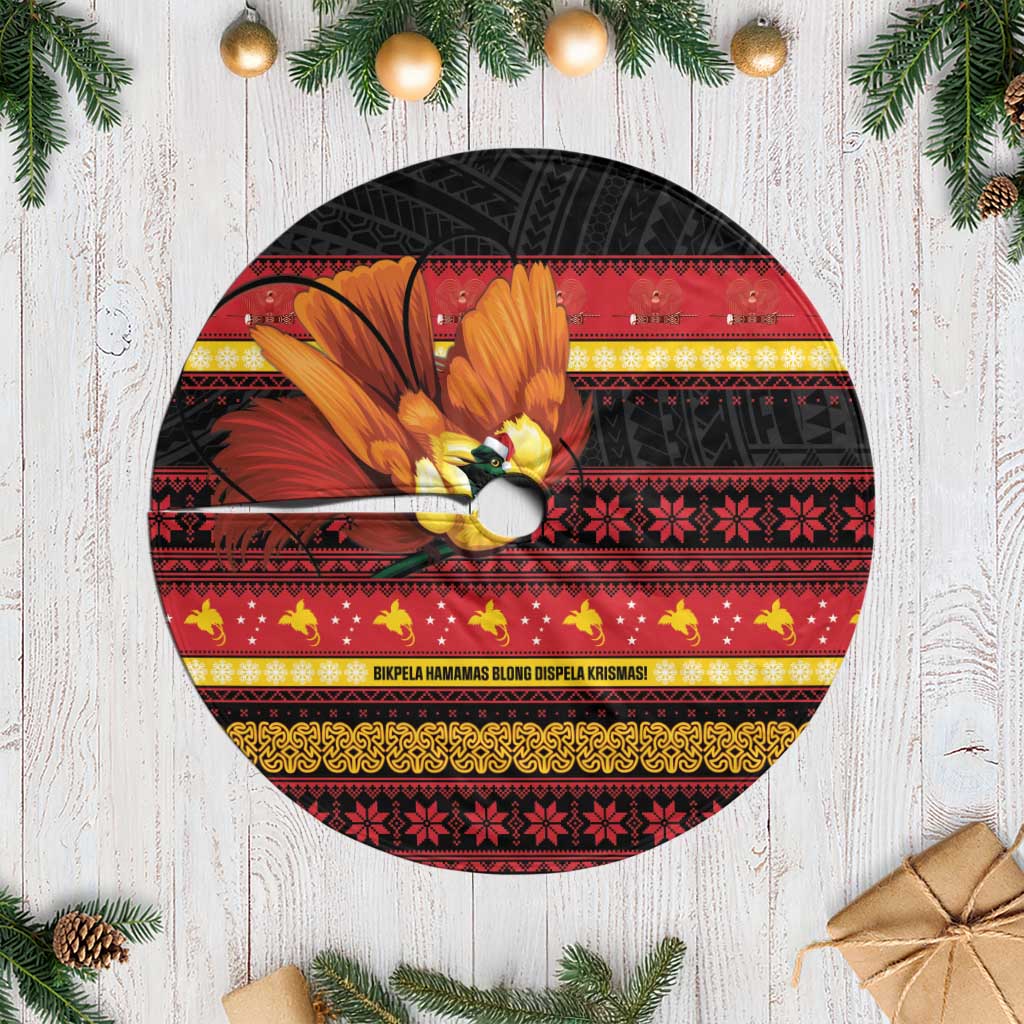 Papua New Guinea Christmas Tree Skirt Bikpela hamamas blong dispela Krismas LT14 Casual Red - Polynesian Pride