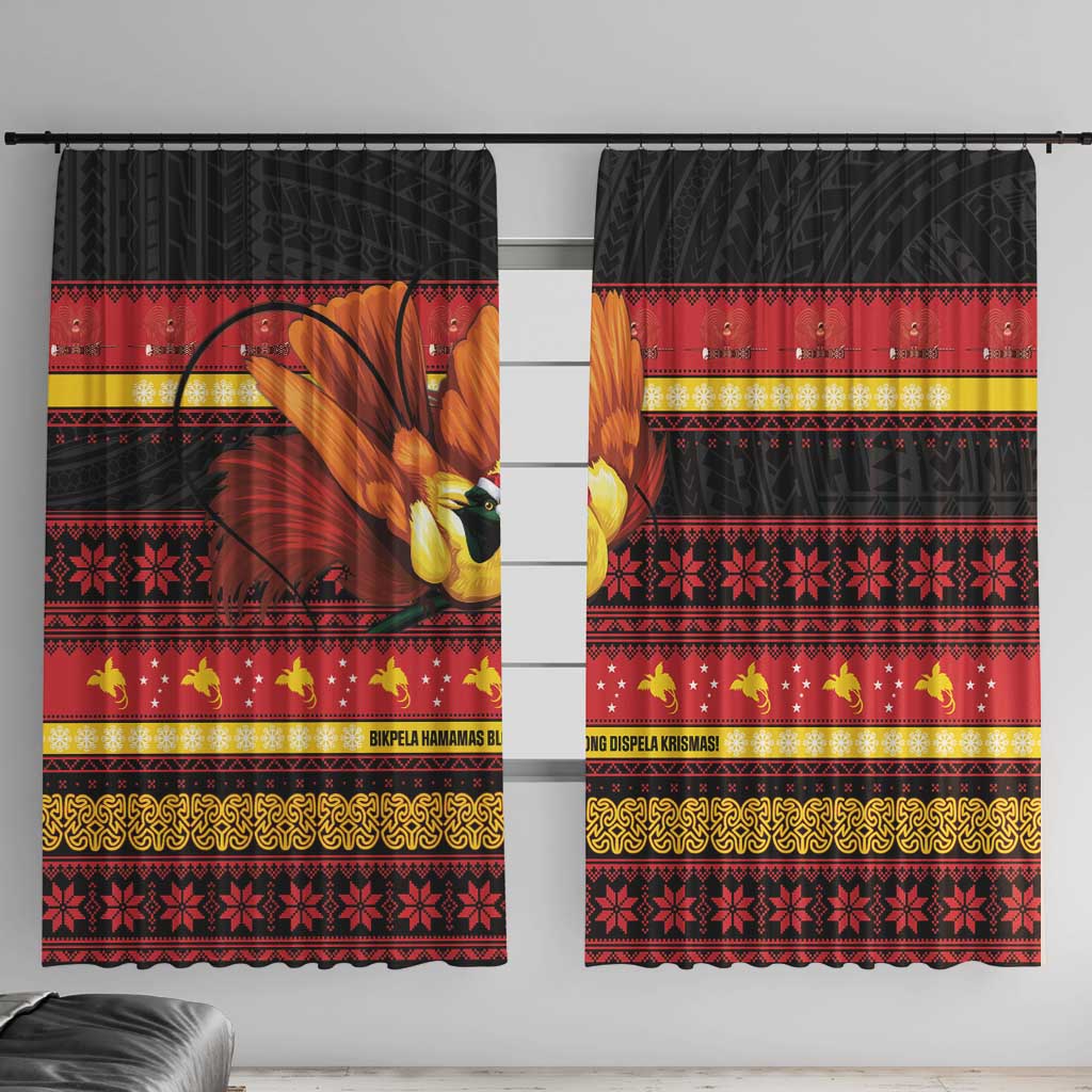 Papua New Guinea Christmas Window Curtain Bikpela hamamas blong dispela Krismas LT14 With Hooks Red - Polynesian Pride