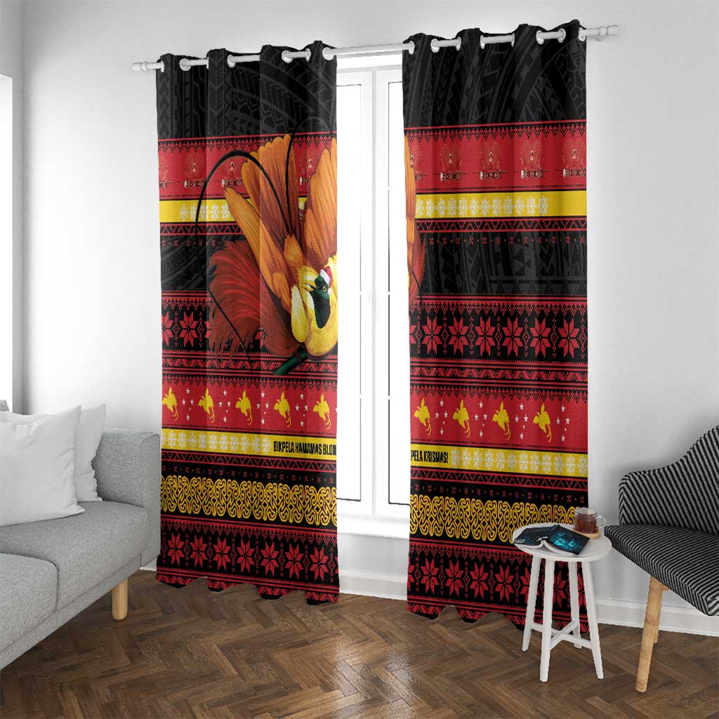 Papua New Guinea Christmas Window Curtain Bikpela hamamas blong dispela Krismas LT14 With Grommets Red - Polynesian Pride