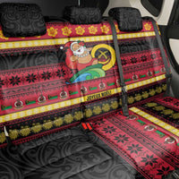 Vanuatu Christmas Back Car Seat Cover Joyeux Noel Surfing Santa With Boar Tusk - Polynesian Pride