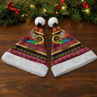 Vanuatu Christmas Santa Hat Joyeux Noel Surfing Santa With Boar Tusk - Polynesian Pride