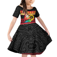 Vanuatu Christmas Family Matching Off Shoulder Short Dress and Hawaiian Shirt Joyeux Noel Surfing Santa With Boar Tusk - Polynesian Pride
