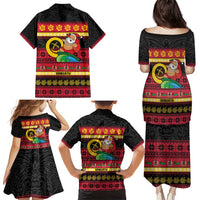 Vanuatu Christmas Family Matching Puletasi and Hawaiian Shirt Joyeux Noel Surfing Santa With Boar Tusk - Polynesian Pride
