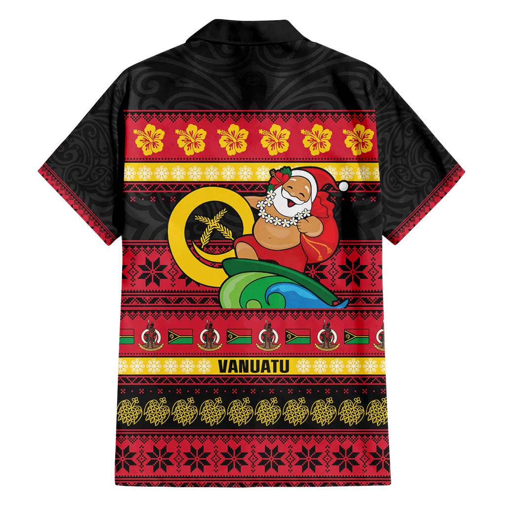 Vanuatu Christmas Family Matching Summer Maxi Dress and Hawaiian Shirt Joyeux Noel Surfing Santa With Boar Tusk - Polynesian Pride